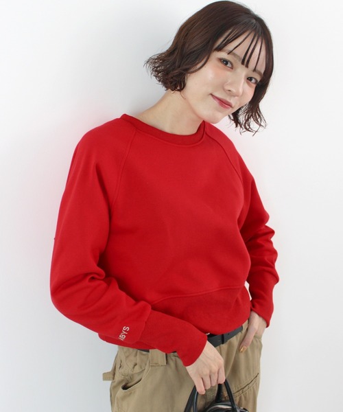 ABYS(アビス)の「【新色追加】ロゴ刺繍裏起毛ショート丈トレーナー(スウェット・レディース・レッド/ブラウン/イエロー/ネイビー/ピンク/杢グレー・FREE)」の6枚目の写真