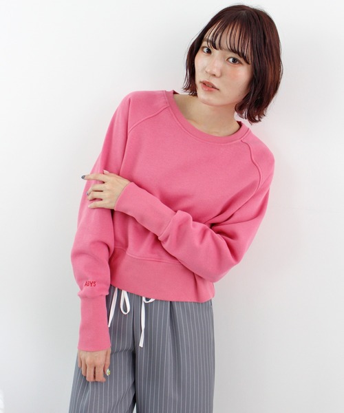 ABYS(アビス)の「【新色追加】ロゴ刺繍裏起毛ショート丈トレーナー(スウェット・レディース・レッド/ブラウン/イエロー/ネイビー/ピンク/杢グレー・FREE)」の5枚目の写真