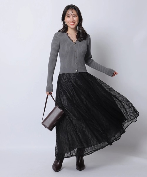 Apuweiser-riche（アプワイザーリッシェ）の「レーストリムドッキングワンピース（ワンピース・レディース・オフホワイト/チャコールグレー/ブラック/ブルーグレー・1/2）」の7枚目の写真