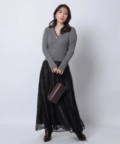 Apuweiser-riche（アプワイザーリッシェ）の「レーストリムドッキングワンピース（ワンピース・レディース・オフホワイト/チャコールグレー/ブラック/ブルーグレー・1/2）」の8枚目の写真