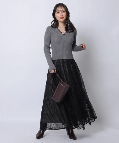 Apuweiser-riche（アプワイザーリッシェ）の「レーストリムドッキングワンピース（ワンピース・レディース・オフホワイト/チャコールグレー/ブラック/ブルーグレー・1/2）」の10枚目の写真