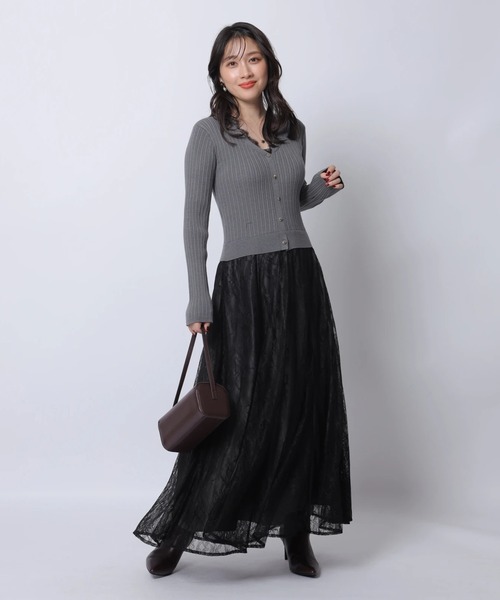 Apuweiser-riche（アプワイザーリッシェ）の「レーストリムドッキングワンピース（ワンピース・レディース・オフホワイト/チャコールグレー/ブラック/ブルーグレー・1/2）」の11枚目の写真