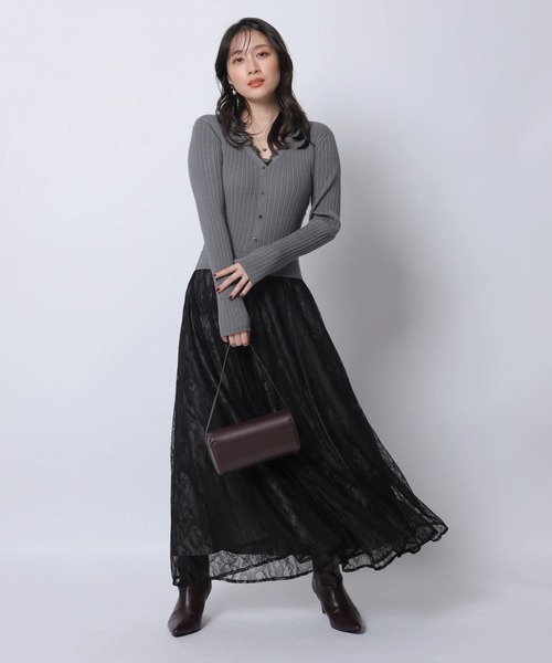 Apuweiser-riche（アプワイザーリッシェ）の「レーストリムドッキングワンピース（ワンピース・レディース・オフホワイト/チャコールグレー/ブラック/ブルーグレー・1/2）」の12枚目の写真