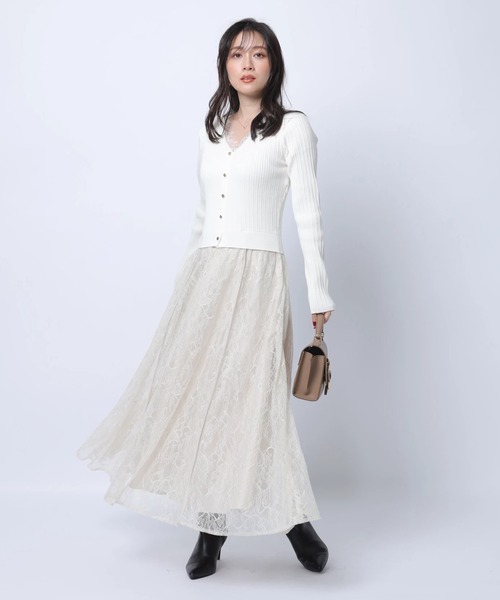 レーストリムドッキングワンピース（ワンピース）｜Apuweiser-riche