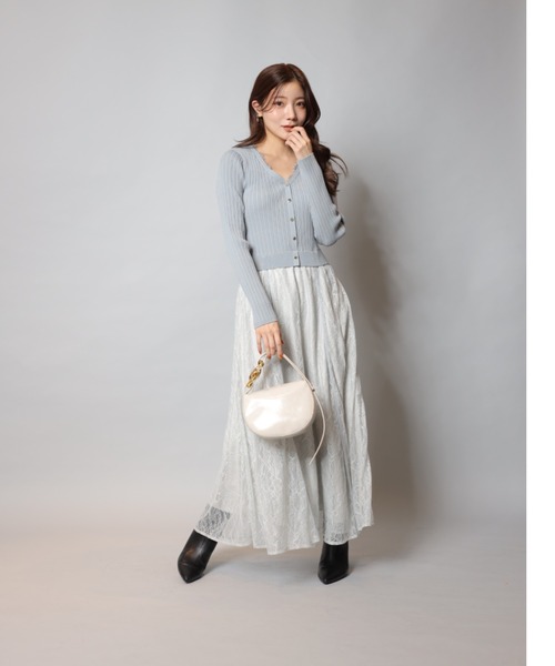 レーストリムドッキングワンピース（ワンピース）｜Apuweiser-riche