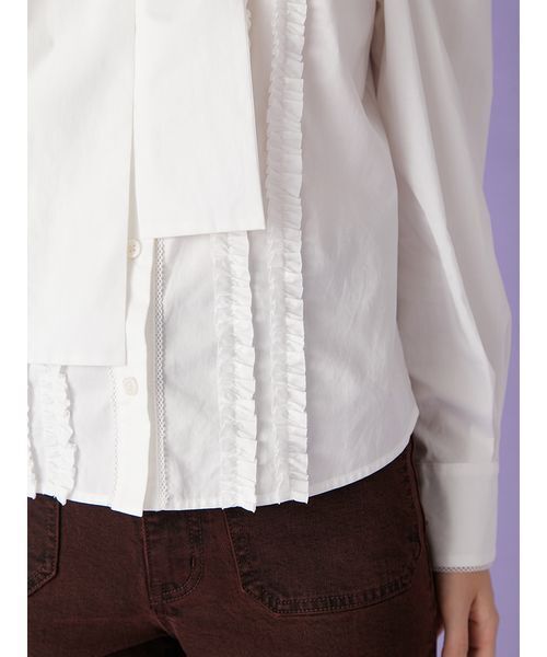 セール】ボウタイフリルレースブラウス（シャツ/ブラウス）｜LILY