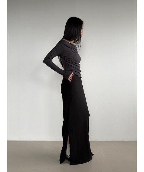 Didot.showroom(ディドット ショールーム)の「テンセルオフショルダードレープロンT(Tシャツ/カットソー・レディース・チャコール/バーガンディー/グレー/ブラック・FREE)」の21枚目の写真