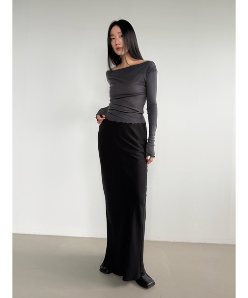 Didot.showroom(ディドット ショールーム)の「テンセルオフショルダードレープロンT(Tシャツ/カットソー・レディース・チャコール/バーガンディー/グレー/ブラック・FREE)」の19枚目の写真