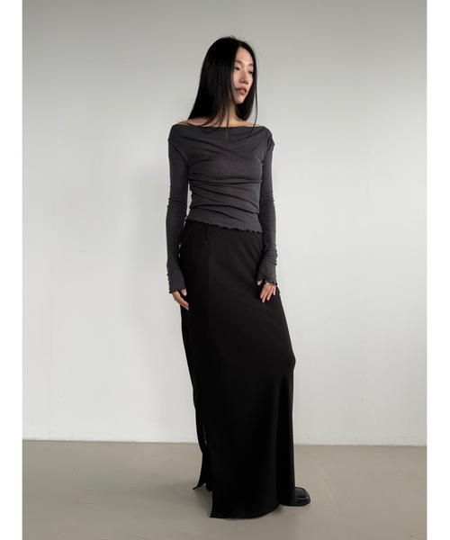 Didot.showroom(ディドット ショールーム)の「テンセルオフショルダードレープロンT(Tシャツ/カットソー・レディース・チャコール/バーガンディー/グレー/ブラック・FREE)」の20枚目の写真