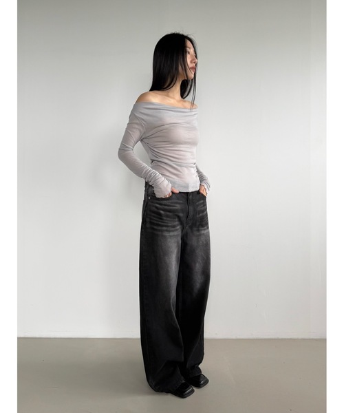 Didot.showroom(ディドット ショールーム)の「テンセルオフショルダードレープロンT(Tシャツ/カットソー・レディース・チャコール/バーガンディー/グレー/ブラック・FREE)」の11枚目の写真