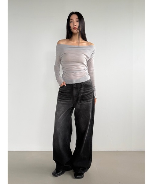 Didot.showroom(ディドット ショールーム)の「テンセルオフショルダードレープロンT(Tシャツ/カットソー・レディース・チャコール/バーガンディー/グレー/ブラック・FREE)」の10枚目の写真