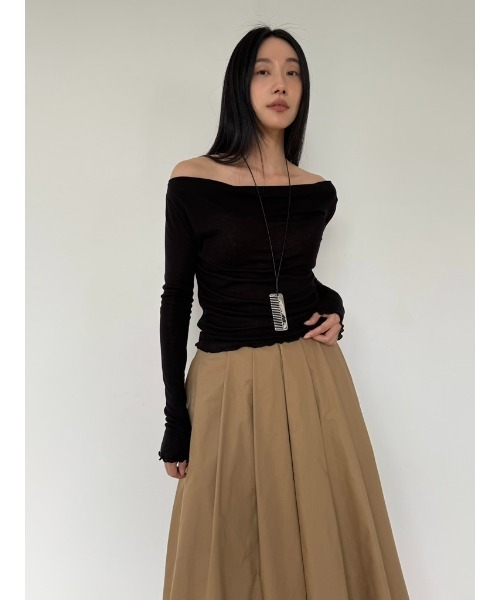 Didot.showroom(ディドット ショールーム)の「テンセルオフショルダードレープロンT(Tシャツ/カットソー・レディース・チャコール/バーガンディー/グレー/ブラック・FREE)」の5枚目の写真