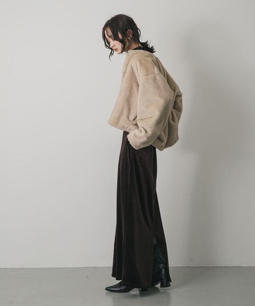 SENSE OF PLACE by URBAN RESEARCH（センスオブプレイスバイアーバンリサーチ）の「『TALLサイズ/WEB限定』ベロアナロースカート（スカート・レディース・グレー/ブラウン/ベージュ・TALL/MEDIUM/SMALL）」の9枚目の写真