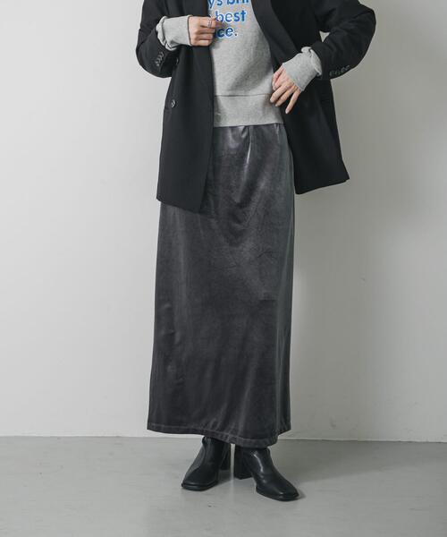 SENSE OF PLACE by URBAN RESEARCH（センスオブプレイスバイアーバンリサーチ）の「『TALLサイズ/WEB限定』ベロアナロースカート（スカート・レディース・グレー/ブラウン/ベージュ・TALL/MEDIUM/SMALL）」の17枚目の写真