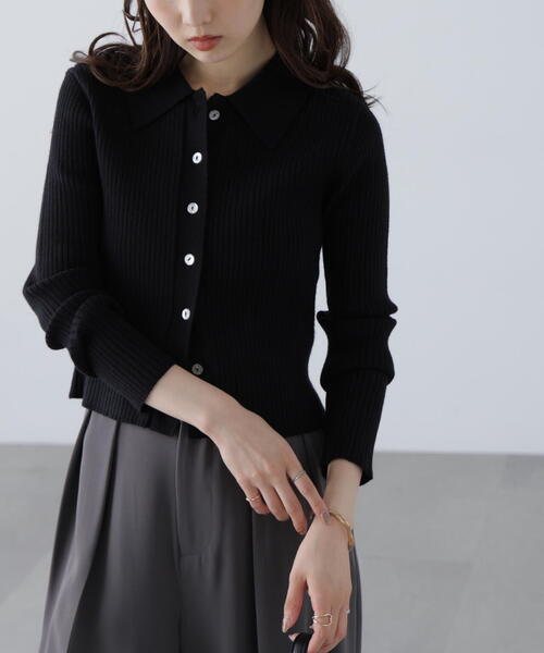 FREE'S MART（フリーズマート）の「◆〈ＭＦＭ〉きらきらボタン襟ニット（ニット/セーター・レディース・グレー/ブラック/ピンク/ホワイト/ネイビー・ﾌﾘ-）」の7枚目の写真