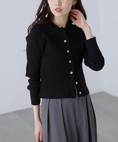 FREE'S MART（フリーズマート）の「◆〈ＭＦＭ〉きらきらボタン襟ニット（ニット/セーター・レディース・グレー/ブラック/ピンク/ホワイト/ネイビー・ﾌﾘ-）」の8枚目の写真