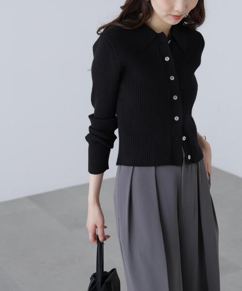 FREE'S MART（フリーズマート）の「◆〈ＭＦＭ〉きらきらボタン襟ニット（ニット/セーター・レディース・グレー/ブラック/ピンク/ホワイト/ネイビー・ﾌﾘ-）」の9枚目の写真