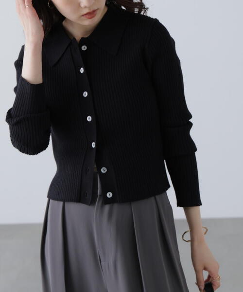 FREE'S MART（フリーズマート）の「◆〈ＭＦＭ〉きらきらボタン襟ニット（ニット/セーター・レディース・グレー/ブラック/ピンク/ホワイト/ネイビー・ﾌﾘ-）」の10枚目の写真