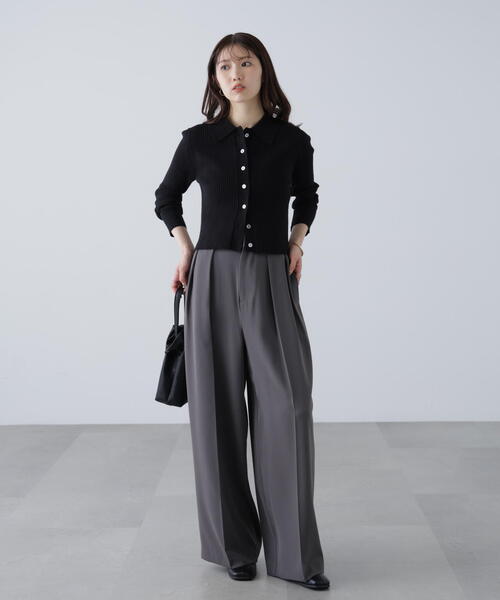 FREE'S MART（フリーズマート）の「◆〈ＭＦＭ〉きらきらボタン襟ニット（ニット/セーター・レディース・グレー/ブラック/ピンク/ホワイト/ネイビー・ﾌﾘ-）」の11枚目の写真