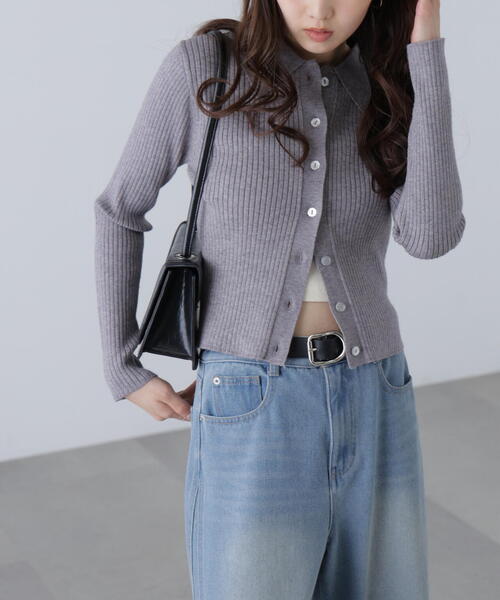 FREE'S MART（フリーズマート）の「◆〈ＭＦＭ〉きらきらボタン襟ニット（ニット/セーター・レディース・グレー/ブラック/ピンク/ホワイト/ネイビー・ﾌﾘ-）」の15枚目の写真