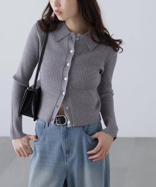 FREE'S MART（フリーズマート）の「◆〈ＭＦＭ〉きらきらボタン襟ニット（ニット/セーター・レディース・グレー/ブラック/ピンク/ホワイト/ネイビー・ﾌﾘ-）」の16枚目の写真