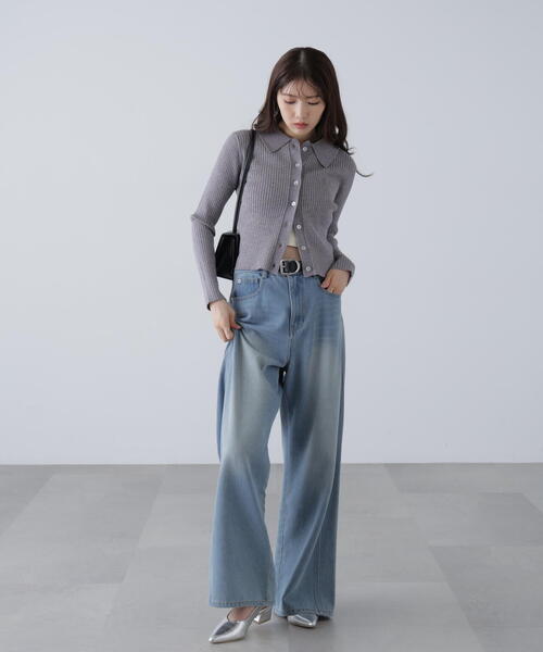 FREE'S MART（フリーズマート）の「◆〈ＭＦＭ〉きらきらボタン襟ニット（ニット/セーター・レディース・グレー/ブラック/ピンク/ホワイト/ネイビー・ﾌﾘ-）」の18枚目の写真