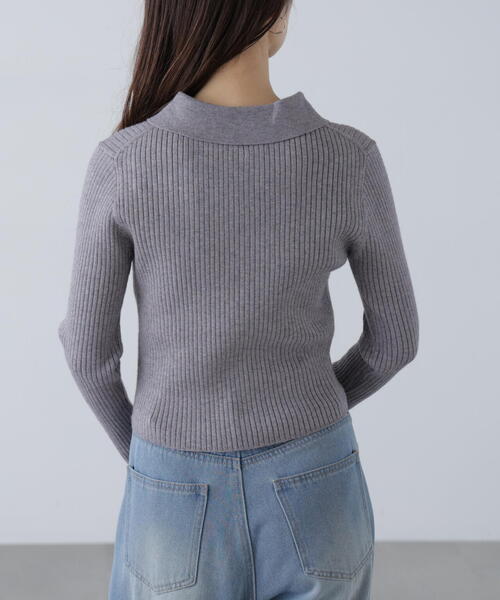 FREE'S MART（フリーズマート）の「◆〈ＭＦＭ〉きらきらボタン襟ニット（ニット/セーター・レディース・グレー/ブラック/ピンク/ホワイト/ネイビー・ﾌﾘ-）」の22枚目の写真