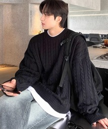 NOWLE（ノウル）の「【NOWLE】クルーネック ケーブル編み ボリューム ニット（ニット/セーター・メンズ）」