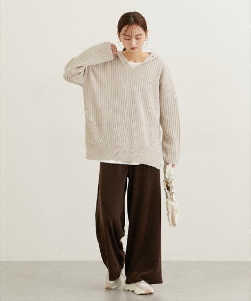 nissen(ニッセン)の「ふんわり起毛ワイドリブニットフーディー(ニット/セーター・レディース・モカ/ライトベージュ・M)」の15枚目の写真