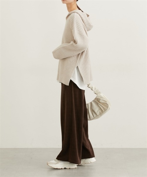 nissen(ニッセン)の「ふんわり起毛ワイドリブニットフーディー(ニット/セーター・レディース・モカ/ライトベージュ・M)」の17枚目の写真