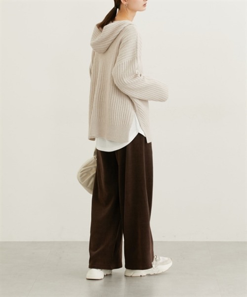 nissen(ニッセン)の「ふんわり起毛ワイドリブニットフーディー(ニット/セーター・レディース・モカ/ライトベージュ・M)」の19枚目の写真