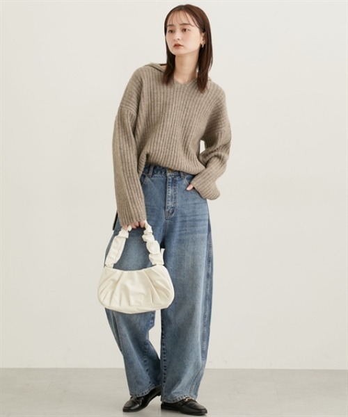 nissen(ニッセン)の「ふんわり起毛ワイドリブニットフーディー(ニット/セーター・レディース・モカ/ライトベージュ・M)」の4枚目の写真