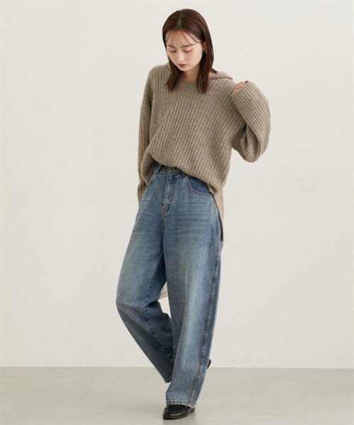 nissen(ニッセン)の「ふんわり起毛ワイドリブニットフーディー(ニット/セーター・レディース・モカ/ライトベージュ・M)」の5枚目の写真