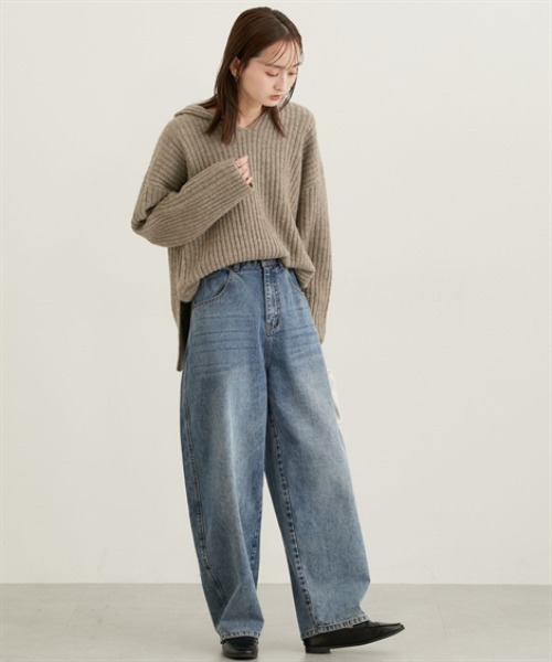 nissen(ニッセン)の「ふんわり起毛ワイドリブニットフーディー(ニット/セーター・レディース・モカ/ライトベージュ・M)」の6枚目の写真