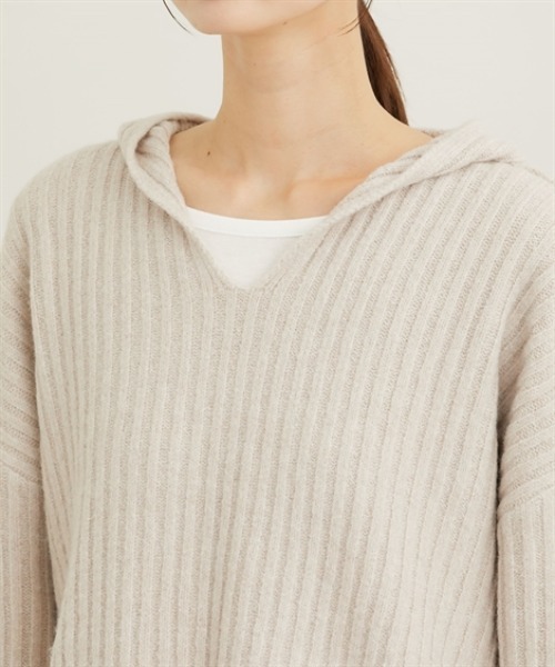 nissen(ニッセン)の「ふんわり起毛ワイドリブニットフーディー(ニット/セーター・レディース・モカ/ライトベージュ・M)」の7枚目の写真