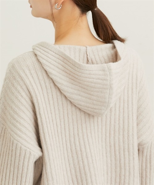 nissen(ニッセン)の「ふんわり起毛ワイドリブニットフーディー(ニット/セーター・レディース・モカ/ライトベージュ・M)」の8枚目の写真