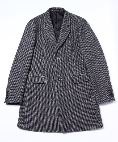 AMERICAN RAG CIE（アメリカンラグシー）の「AMERICAN RAG CIE ツイードチェスターコート（チェスターコート・メンズ・ブラック×ホワイト/ブラック×ブラック/ブラック×グリーン・3/2/1）」の2枚目の写真