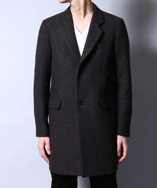 AMERICAN RAG CIE（アメリカンラグシー）の「AMERICAN RAG CIE ツイードチェスターコート（チェスターコート・メンズ・ブラック×ホワイト/ブラック×ブラック/ブラック×グリーン・3/2/1）」の9枚目の写真