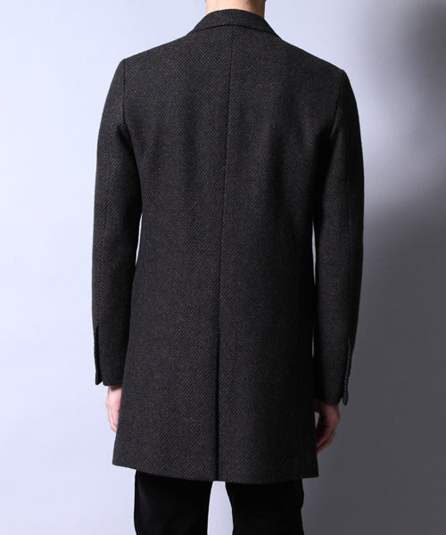 AMERICAN RAG CIE（アメリカンラグシー）の「AMERICAN RAG CIE ツイードチェスターコート（チェスターコート・メンズ・ブラック×ホワイト/ブラック×ブラック/ブラック×グリーン・3/2/1）」の5枚目の写真