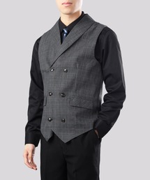 Cloudstyle（クラウドスタイル）の「【Cloudstyle】ダブルブレスト チェック柄 スーツベスト ジレ（スーツベスト）」