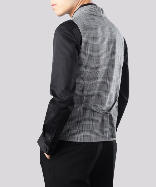 Cloudstyle(クラウドスタイル)の「【Cloudstyle】ダブルブレスト チェック柄 スーツベスト ジレ(スーツベスト・メンズ・ライトグレー/ブラウン/ダークグレー・MEDIUM/LARGE/X-LARGE/XX-LARGE)」の5枚目の写真