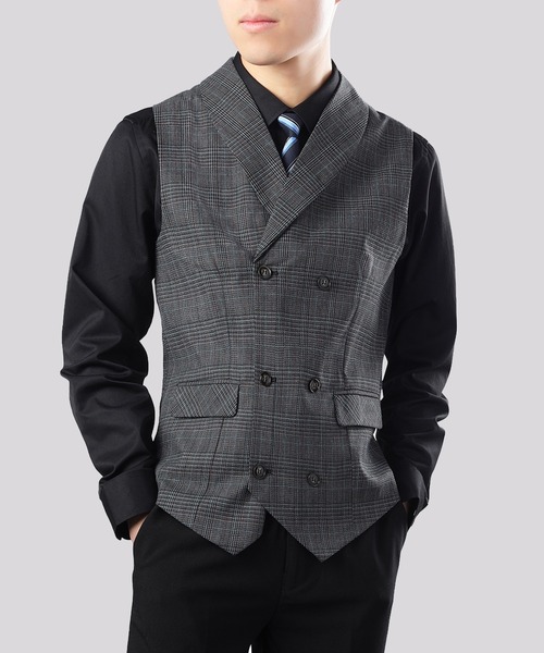 Cloudstyle(クラウドスタイル)の「【Cloudstyle】ダブルブレスト チェック柄 スーツベスト ジレ(スーツベスト・メンズ・ライトグレー/ブラウン/ダークグレー・MEDIUM/LARGE/X-LARGE/XX-LARGE)」の7枚目の写真