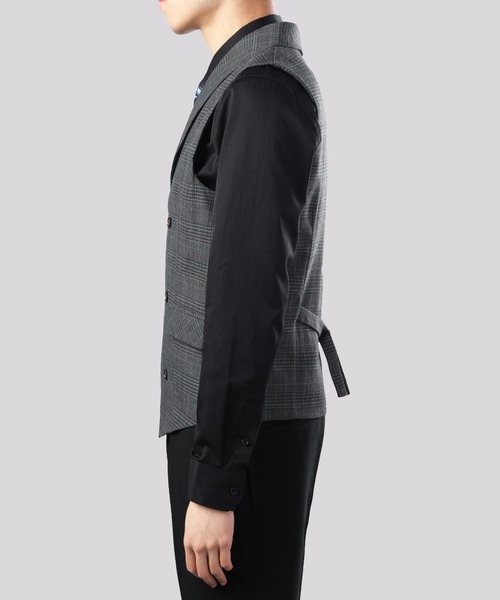 Cloudstyle(クラウドスタイル)の「【Cloudstyle】ダブルブレスト チェック柄 スーツベスト ジレ(スーツベスト・メンズ・ライトグレー/ブラウン/ダークグレー・MEDIUM/LARGE/X-LARGE/XX-LARGE)」の9枚目の写真