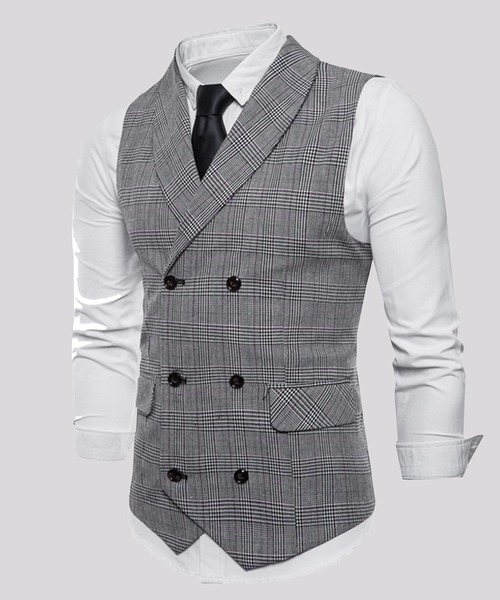 Cloudstyle(クラウドスタイル)の「【Cloudstyle】ダブルブレスト チェック柄 スーツベスト ジレ(スーツベスト・メンズ・ライトグレー/ブラウン/ダークグレー・MEDIUM/LARGE/X-LARGE/XX-LARGE)」の13枚目の写真