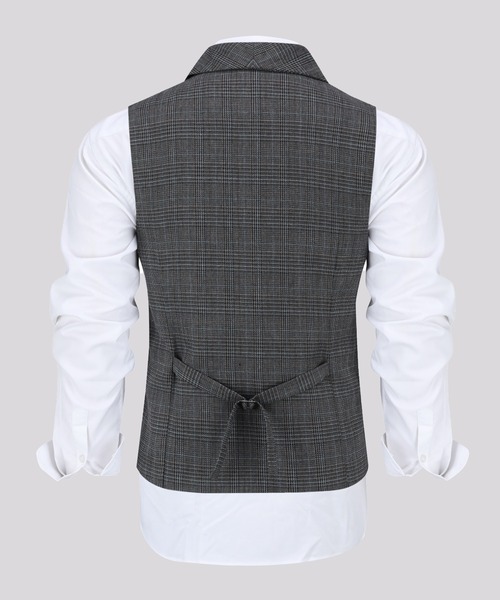 Cloudstyle(クラウドスタイル)の「【Cloudstyle】ダブルブレスト チェック柄 スーツベスト ジレ(スーツベスト・メンズ・ライトグレー/ブラウン/ダークグレー・MEDIUM/LARGE/X-LARGE/XX-LARGE)」の22枚目の写真