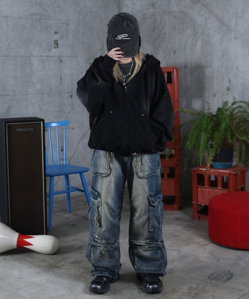 ILL'S(イルズ)の「AW 3Dポケット デニム カーゴパンツ メンズ レディース ユニセックス 【ILL'S】(カーゴパンツ・メンズ・ブラック/ブルー・M/L)」の20枚目の写真