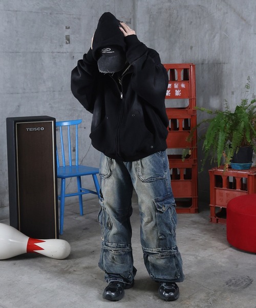 ILL'S(イルズ)の「AW 3Dポケット デニム カーゴパンツ メンズ レディース ユニセックス 【ILL'S】(カーゴパンツ・メンズ・ブラック/ブルー・M/L)」の21枚目の写真