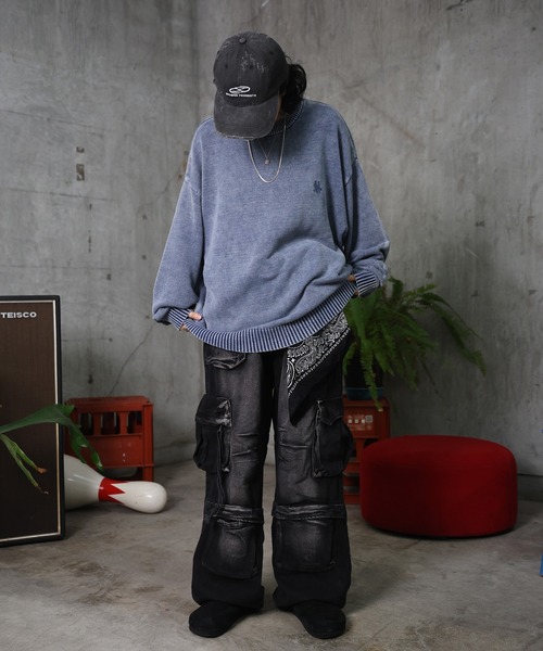 ILL'S(イルズ)の「AW 3Dポケット デニム カーゴパンツ メンズ レディース ユニセックス 【ILL'S】(カーゴパンツ・メンズ・ブラック/ブルー・M/L)」の14枚目の写真