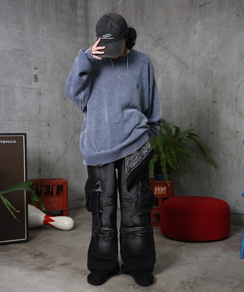 ILL'S(イルズ)の「AW 3Dポケット デニム カーゴパンツ メンズ レディース ユニセックス 【ILL'S】(カーゴパンツ・メンズ・ブラック/ブルー・M/L)」の15枚目の写真