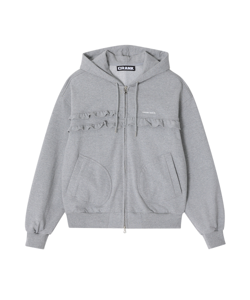 Frill Hooded Zip-Up_Melange Grey | ヤマダウェブコム